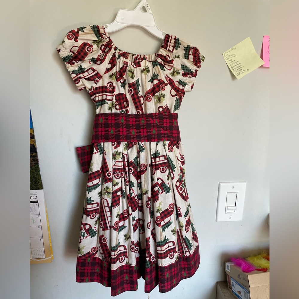 Handmade Christmas trucks dress 4/5
